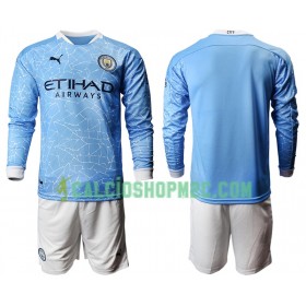 Manchester City Bambino Maglia Prima 2020/2021 Manica Lunga (+ Pantaloncini)